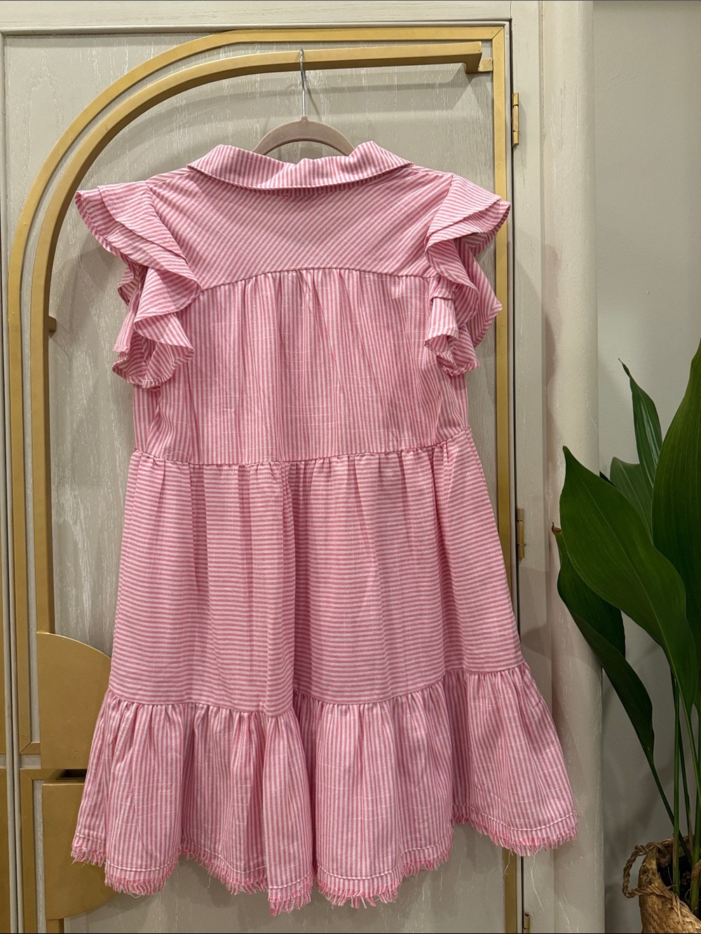 Umgee Pink Striped Ruffle Mini Dress - Picture 6 of 6